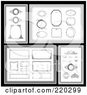 Royalty Free RF Clipart Illustration Of A Digital Collage Of Frame And Certificate Borders On Black