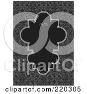 Royalty Free RF Clipart Illustration Of A Formal Invitation Design Of A Unique Black Box Over A Gray Floral Pattern