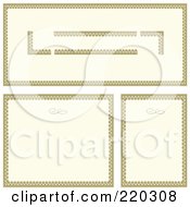 Digital Collage Of Gold Frame And Certificate Borders On White