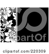 Poster, Art Print Of Formal Black And White Floral Invitation Border With Copyspace - 24