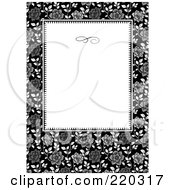 Poster, Art Print Of Formal Black And White Floral Invitation Border With Copyspace - 15