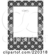 Poster, Art Print Of Formal Black And White Floral Invitation Border With Copyspace - 10