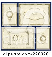 Royalty Free RF Clipart Illustration Of A Digital Collage Of Gold Parchment Frame And Certificate Borders On Blue