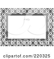 Poster, Art Print Of Formal Black And White Floral Invitation Border With Copyspace - 6