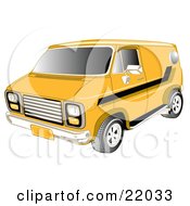 Poster, Art Print Of Yellow 1979 Chevy Van With Tinted Windows And Black Striping On The Side