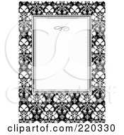 Poster, Art Print Of Formal Black And White Floral Invitation Border With Copyspace - 34