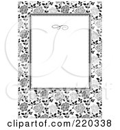 Poster, Art Print Of Formal Black And White Floral Invitation Border With Copyspace - 30