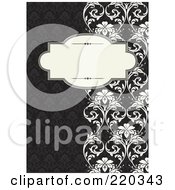 Poster, Art Print Of Formal Black And White Floral Invitation Border With Copyspace - 35