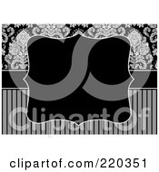Royalty Free RF Clipart Illustration Of A Formal Black And White Floral Invitation Border With Copyspace 46