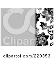 Poster, Art Print Of Formal Black And White Floral Invitation Border With Copyspace - 32