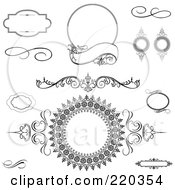 Royalty Free RF Clipart Illustration Of A Digital Collage Of Black And White Swirls Frames And Circle Frames