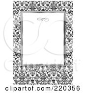 Poster, Art Print Of Formal Black And White Floral Invitation Border With Copyspace - 49