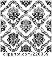 Seamless Backgorund Of Black Floral Vase Patterns On White