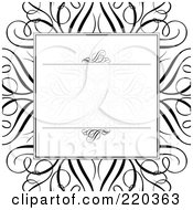 Poster, Art Print Of Formal Invitation Design Of A Swirl Box Over A Large Black Swirl On White