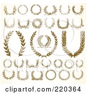 Digital Collage Of Ornate Wreaths And Laurels On An Antique White Background
