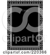 Royalty Free RF Clipart Illustration Of A Formal Invitation Design Of A Black Box Over A Pattern Of Circles