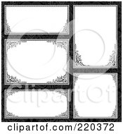 Poster, Art Print Of Digital Collage Of Ornate Floral Frame And Certificate Borders On Black