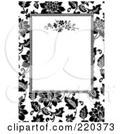 Poster, Art Print Of Formal Black And White Floral Invitation Border With Copyspace - 40