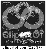Poster, Art Print Of Digital Collage Of White Swirls Frames And Circle Frames