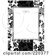 Poster, Art Print Of Formal Black And White Floral Invitation Border With Copyspace - 33