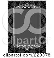 Poster, Art Print Of Formal Invitation Design Of An Ornate Gray Box Over Gray And Black Floral Pattern