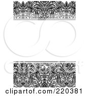 Poster, Art Print Of Formal Black And White Floral Invitation Border With Copyspace - 29