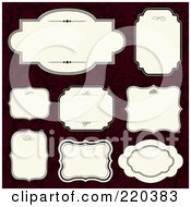 Royalty Free RF Clipart Illustration Of A Digital Collage Of Frame And Certificate Borders On Dark Red Floral