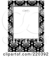Poster, Art Print Of Formal Black And White Floral Invitation Border With Copyspace - 39