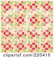 Royalty Free RF Clipart Illustration Of A Seamless Repeat Background Of Blooming Flowers And Leaves