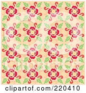 Poster, Art Print Of Seamless Repeat Background Of Blooming Flowers And Leaves