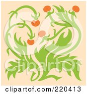 Poster, Art Print Of Orange Flowers On A Green Plant On Pastel Orange