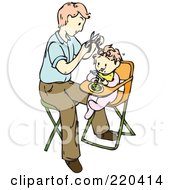 Poster, Art Print Of Father Giving His Baby Her First Hair Cut