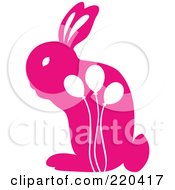 Poster, Art Print Of Pink Rabbit With White Balloon Designs