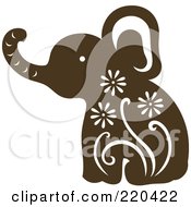 Brown Elephant With White Designs