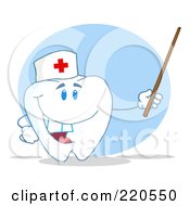 Poster, Art Print Of Tooth Character Nurse Using A Pointer Stick