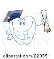 Poster, Art Print Of Tooth Character Graduate Holding A Diploma