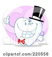 Royalty Free RF Clipart Illustration Of A Tooth Character Gent Wearing A Top Hat And Holding A Thumb Up