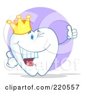 Royalty Free RF Clipart Illustration Of A Crowned Tooth Character Giving The Thumbs Up
