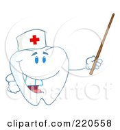Royalty Free RF Clipart Illustration Of A Tooth Character Nurse Holding A Pointer Stick