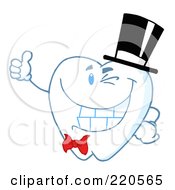Tooth Character Gentleman Wearing A Top Hat And Holding A Thumb Up
