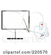 Poster, Art Print Of Tooth Character Pointing To A Blank Board