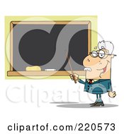 Poster, Art Print Of Senior Male Professor Holding A Pointer To A Chalk Board