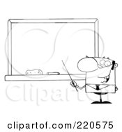 Poster, Art Print Of Outlined Middle Aged Male Professor Pointing To A Chalk Board
