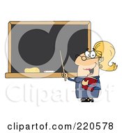 Poster, Art Print Of Middle Aged Female Professor Pointing To A Chalk Board