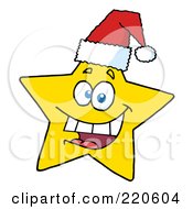 Happy Christmas Star Wearing A Santa Hat