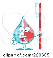 Royalty Free RF Clipart Illustration Of A Happy Toothpaste Drop Holding A Tooth Brush by Hit Toon