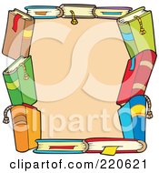 Royalty Free RF Clipart Illustration Of A Border Of Colorful Text Books Around Beige