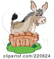 Poster, Art Print Of Cute Donkey Standing Behind A Fence