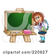 Poster, Art Print Of Private School Girl Presenting A Blank Chalk Board