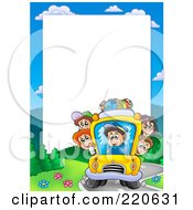 Poster, Art Print Of Bus Driver And School Kids Frame Around White Space
